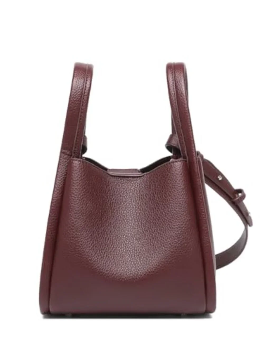 Mini Faux Leather Bucket Bag Crossbody Purse with Zipper Top Handle Adjustable